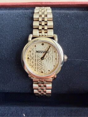 Missoni Gold Tone Logo Pattern Bracelet Watch